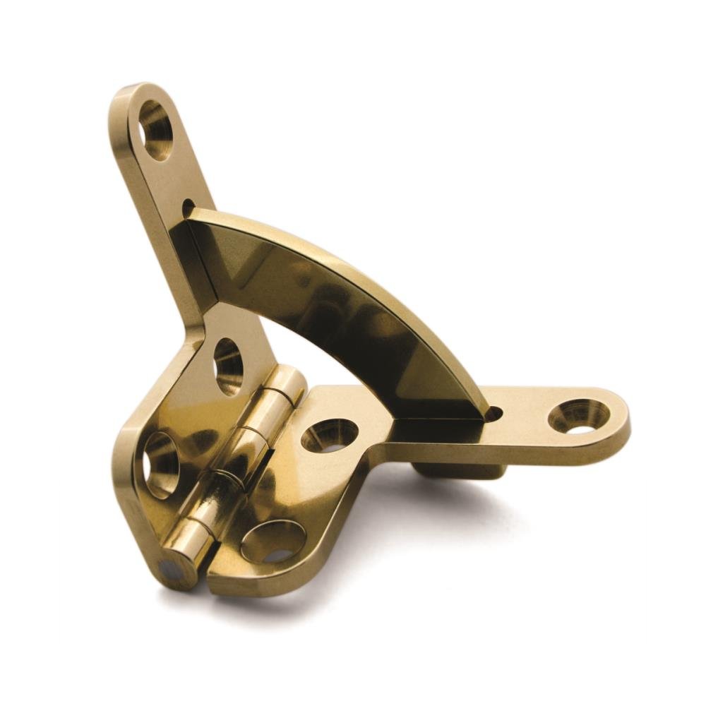 HD-680 Quadrant Hinge - A product photo of brass hardware on a white background