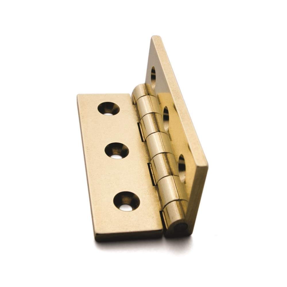 JB-107 Stop Hinge - A product photo of brass hardware on a white background