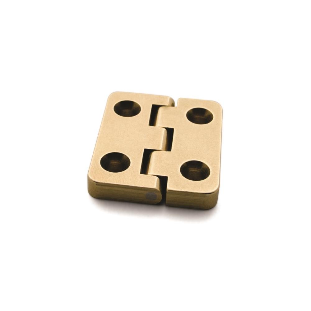 JB-804 Stop Hinge - A product photo of brass hardware on a white background
